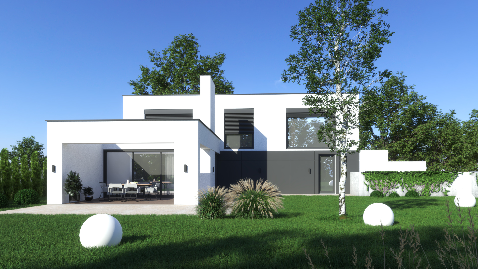 3D návrh fasády domu aj s celou záhradou pre najnaročnejších
