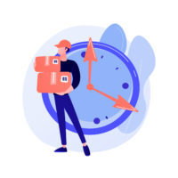 Express courier delivery vector concept metaphor Express courier delivery. Professional postal service, cargo transportation business, gods distribution. Home delivering idea design element. Vector isolated concept metaphor illustration